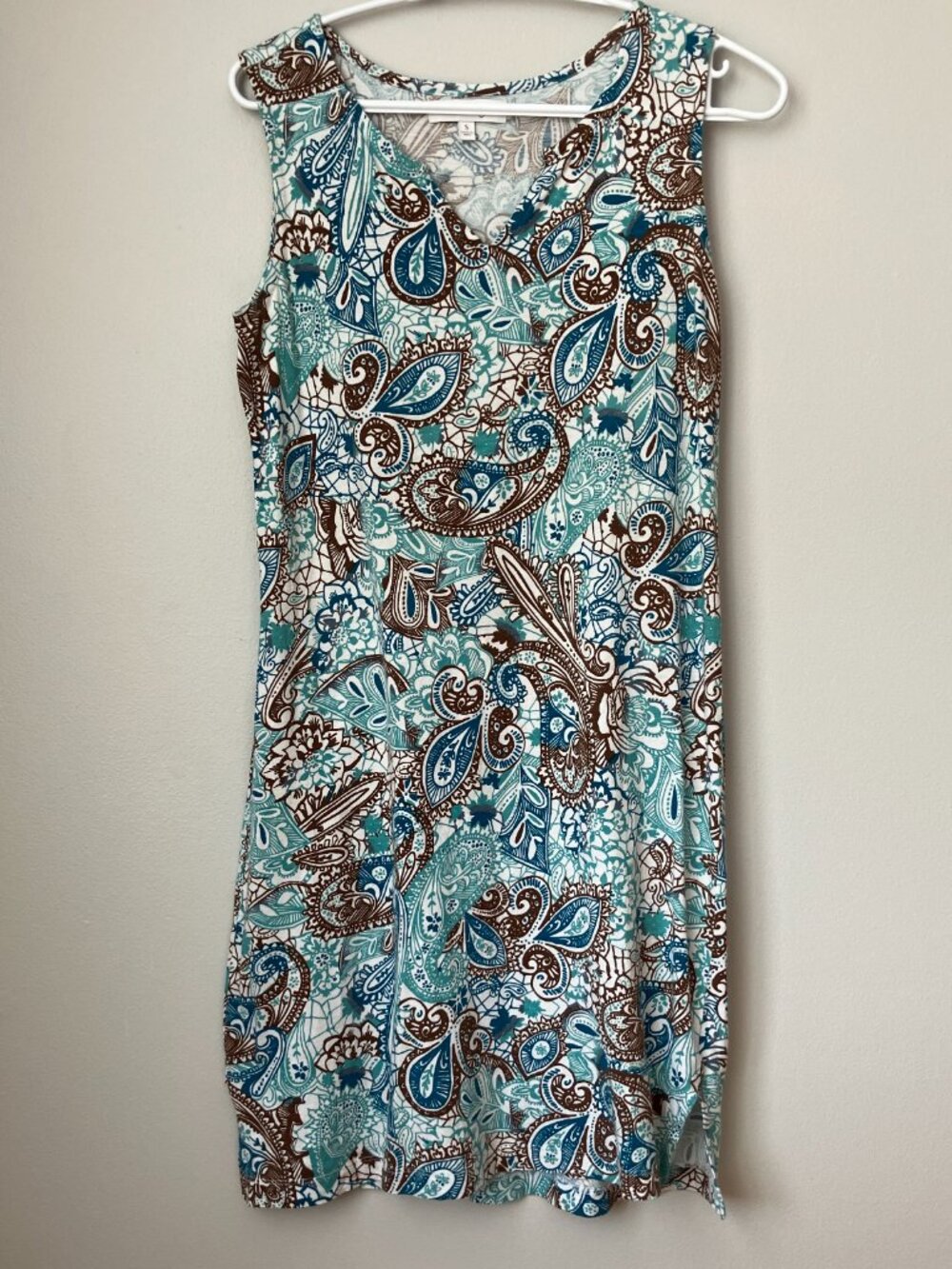 Coral Bay Sundress Split Neckline Sleeveless Dress Women's Size Small